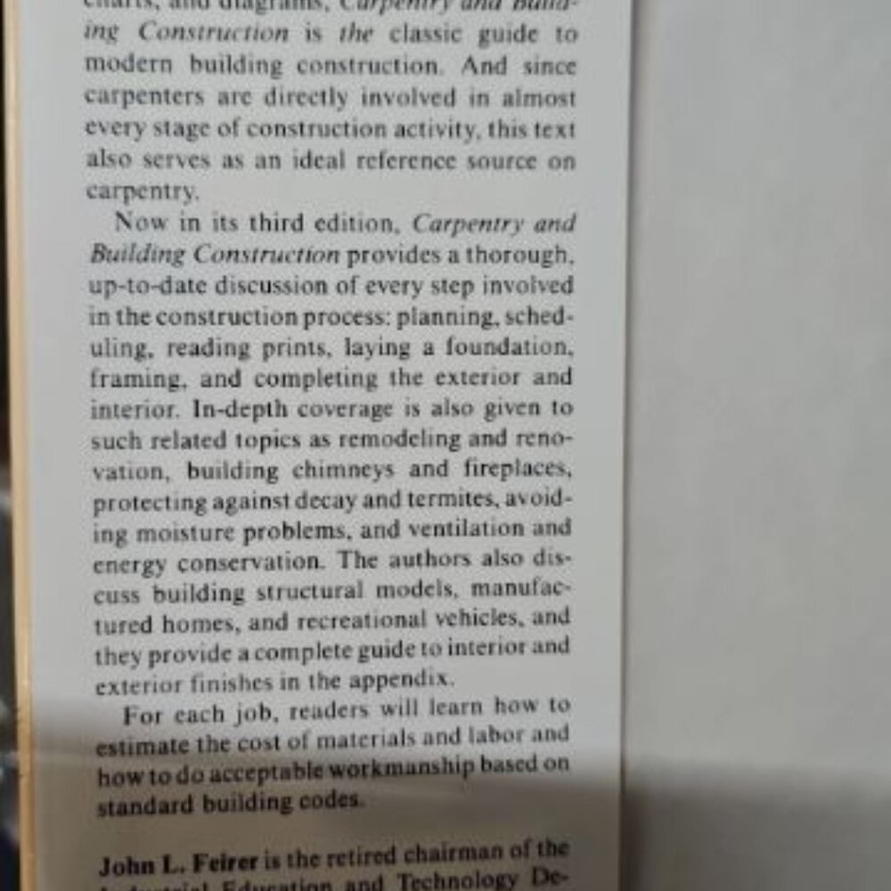 Carpentry and Building Construction by Feirer & Hutchings, Third Edition - Picture 4 of 5